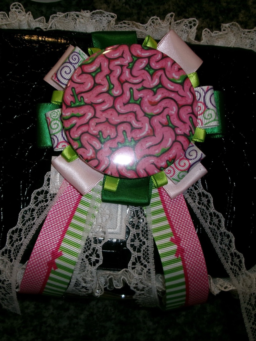 Pink Brain Ribbon Rosette - Picture 2 of 2